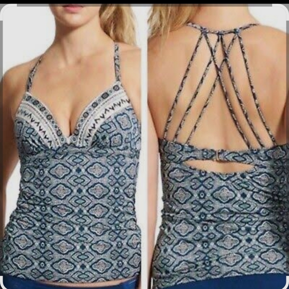 Athleta Swim Aqualuxe print Tankini Top Size S